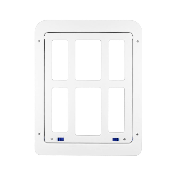 Puerta de tela escocesa para mascotas para orificio de puerta de ventana de pantalla con cierre automático bloqueable, 34cmx 44cm White