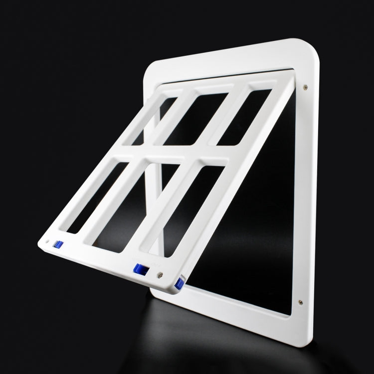 Puerta de tela escocesa para mascotas para orificio de puerta de ventana de pantalla con cierre automático bloqueable, 34cmx 44cm White