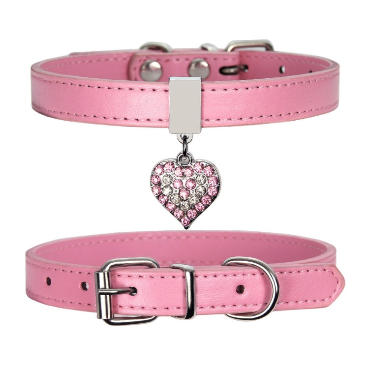 Colgante en forma de corazón Collar de perro de cuero de PU Correa para perro mascota, XS 1.3-25cm, S 1.3-30cm, M 1.3-35cm
