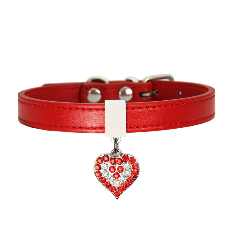 Colgante en forma de corazón Collar de perro de cuero de PU Correa para perro mascota, XS 1.3-25cm, S 1.3-30cm, M 1.3-35cm
