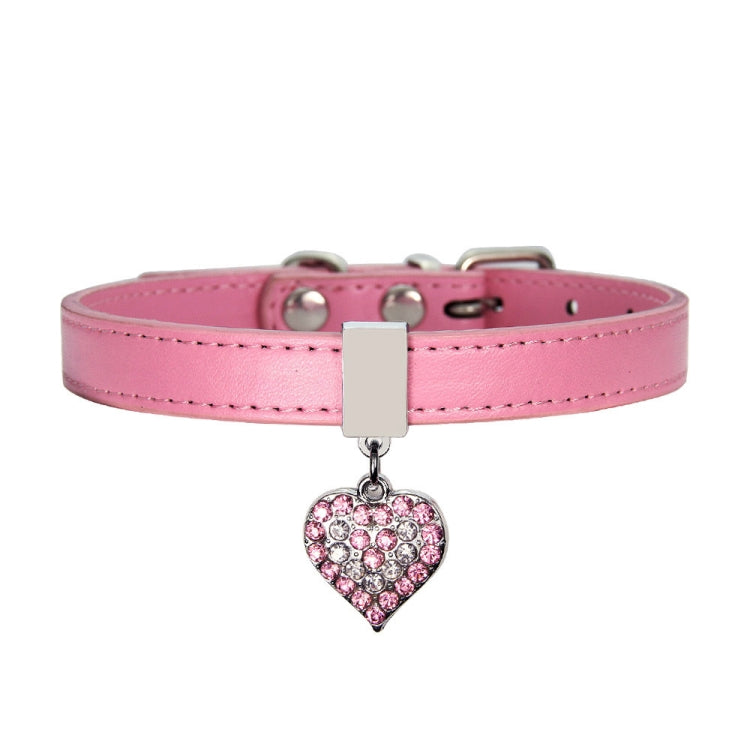 Colgante en forma de corazón Collar de perro de cuero de PU Correa para perro mascota, XS 1.3-25cm, S 1.3-30cm, M 1.3-35cm