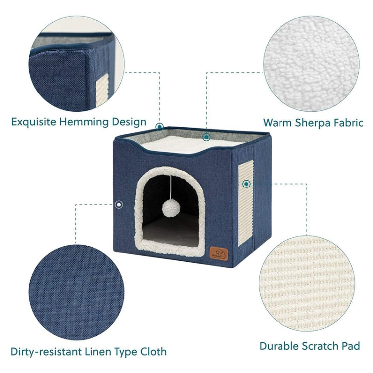 Taburete para mascotas Perrera para mascotas Taburete de almacenamiento plegable para interiores Perrera para perros y gatos, 41 x 41 x 35cm