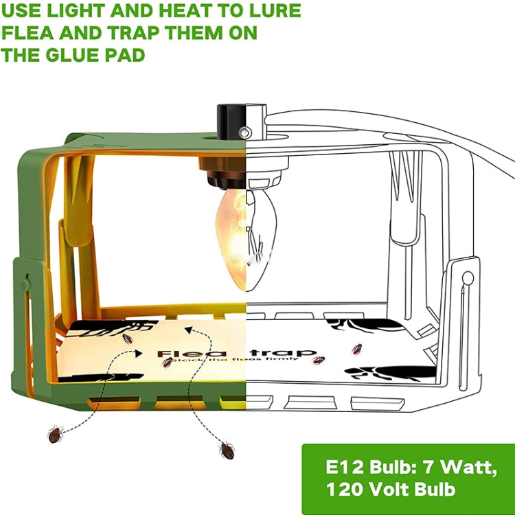 SK121 Trampa para moscas cuadrada Trampa para pulgas para mascotas Colector de luz para pulgas para el hogar, 1pcs, 2pcs