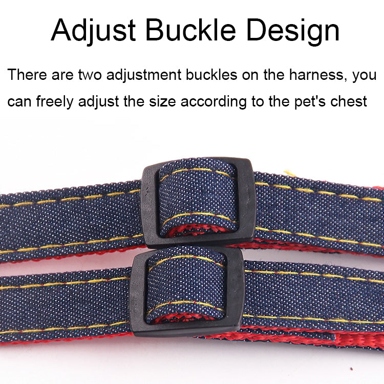 BG-Q1025 correa + correa para el pecho engrosada fuerte Denim Pet Dog Leash Set, S, M, L, XL