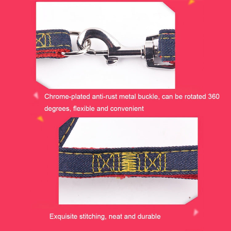 BG-Q1025 correa + correa para el pecho engrosada fuerte Denim Pet Dog Leash Set, S, M, L, XL