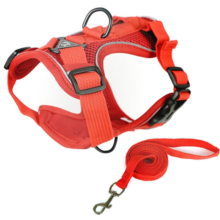 Arnés de chaleco para mascotas + Juego de cuerdas de tracción Arnés reflectante transpirable para perros y gatos, S, M, L, XL