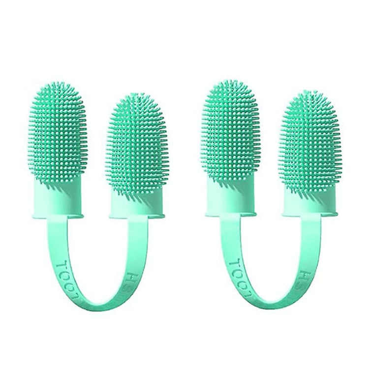 2 uds limpieza dental para mascotas cepillo de dientes de doble dedo herramientas de limpieza bucal para perros y gatos