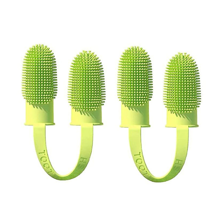 2 uds limpieza dental para mascotas cepillo de dientes de doble dedo herramientas de limpieza bucal para perros y gatos