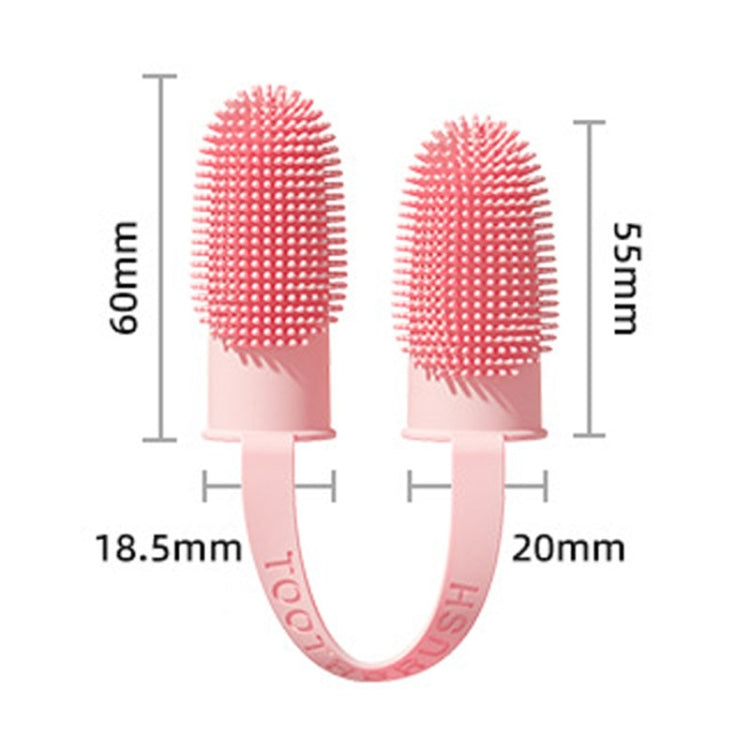 2 uds limpieza dental para mascotas cepillo de dientes de doble dedo herramientas de limpieza bucal para perros y gatos
