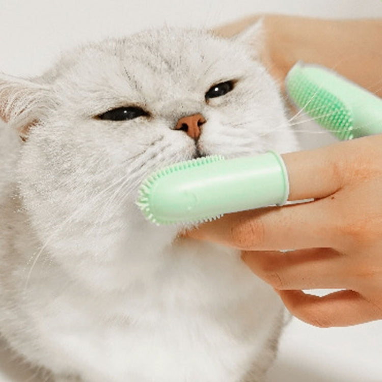 2 uds limpieza dental para mascotas cepillo de dientes de doble dedo herramientas de limpieza bucal para perros y gatos