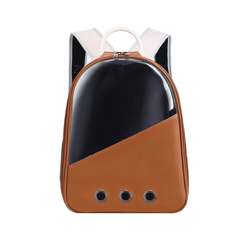 Bolsa para mascotas de PU, mochilas de hombro doble con cápsula de transporte para salida de gatos y perros