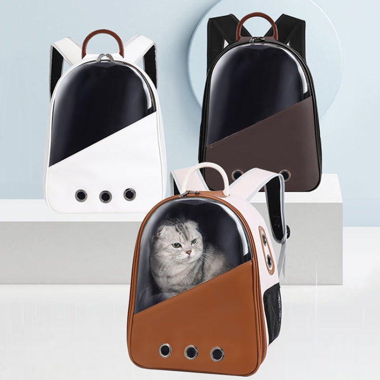 Bolsa para mascotas de PU, mochilas de hombro doble con cápsula de transporte para salida de gatos y perros