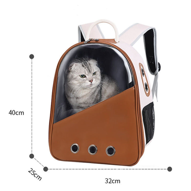 Bolsa para mascotas de PU, mochilas de hombro doble con cápsula de transporte para salida de gatos y perros