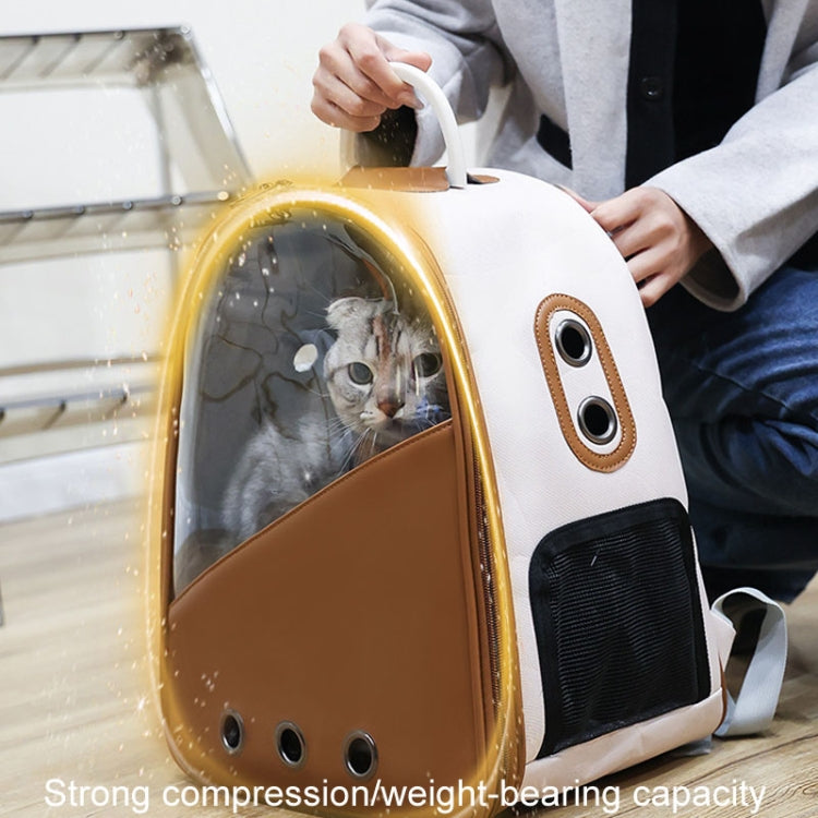 Bolsa para mascotas de PU, mochilas de hombro doble con cápsula de transporte para salida de gatos y perros