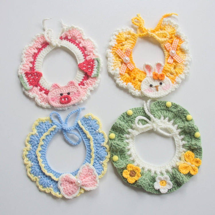 Bufanda hecha a mano con cuello de lana para decoración de fotos, Collar de punto bonito para perros y gatos, Bow Rabbit, Watermelon Pig, Rural Diary, Corn Radish Flower, Lime Green Oange, Cherry Pink, Romantic Princess