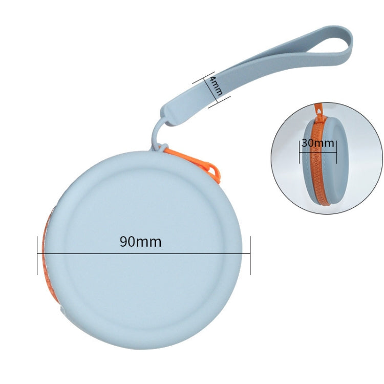 Bolsa circular de almacenamiento de auriculares de silicona con cremallera y monedero para aperitivos para mascotas