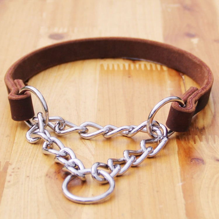Collar de cadena para perro de cuero con forma de media P, M, L, XL