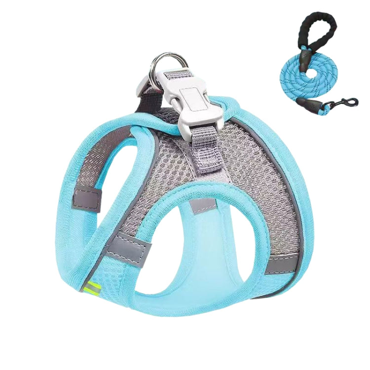 Arnés de pecho para mascotas estilo camiseta interior Correa reflectante transpirable de verano para perros, Single Blue, Single Green, Single Pink, Blue+1.5m Round Rope, Green+1.5m Round Rope, Pink+1.5m Round Rope, Blue+2m Round Rope, Green+2m Round R...