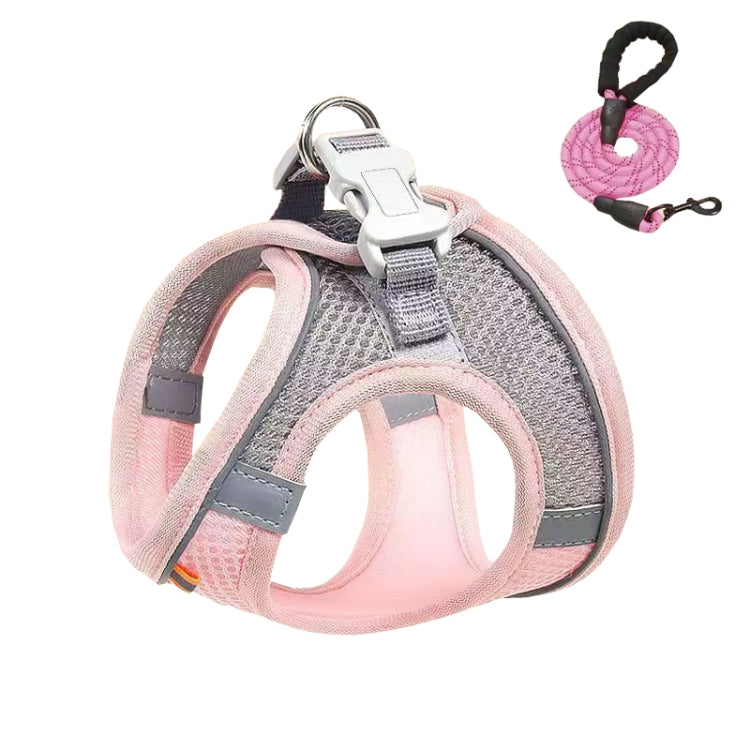Arnés de pecho para mascotas estilo camiseta interior Correa reflectante transpirable de verano para perros, Single Blue, Single Green, Single Pink, Blue+1.5m Round Rope, Green+1.5m Round Rope, Pink+1.5m Round Rope, Blue+2m Round Rope, Green+2m Round R...