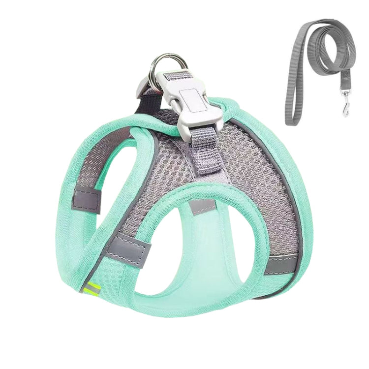 Arnés de pecho para mascotas estilo camiseta interior Correa reflectante transpirable de verano para perros, Blue+1.5m Flat Rope, Green+1.5m Flat Rope, Pink+1.5m Flat Rope