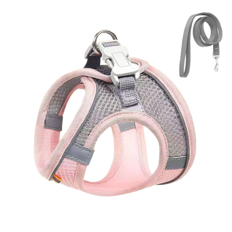 Arnés de pecho para mascotas estilo camiseta interior Correa reflectante transpirable de verano para perros, Blue+1.5m Flat Rope, Green+1.5m Flat Rope, Pink+1.5m Flat Rope