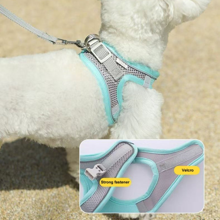 Arnés de pecho para mascotas estilo camiseta interior Correa reflectante transpirable de verano para perros, Single Blue, Single Green, Single Pink, Blue+1.5m Round Rope, Green+1.5m Round Rope, Pink+1.5m Round Rope, Blue+2m Round Rope, Green+2m Round R...