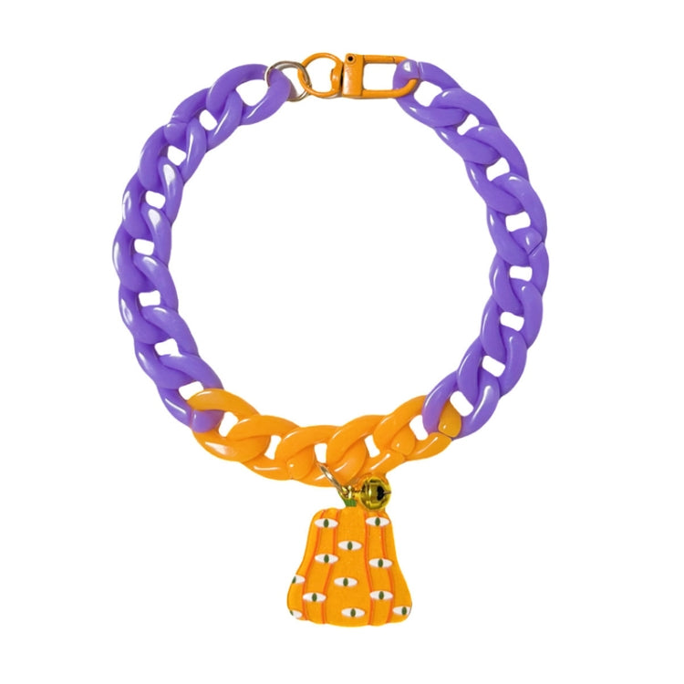 Collar de Halloween para mascotas, collar con etiqueta de dibujos animados, cadena decorativa ajustable para gatos y perros, Pumpkin 1, Pumpkin 2, Bat, Green Skull, Black Cat, Ghost, Small Black Cat, Spider