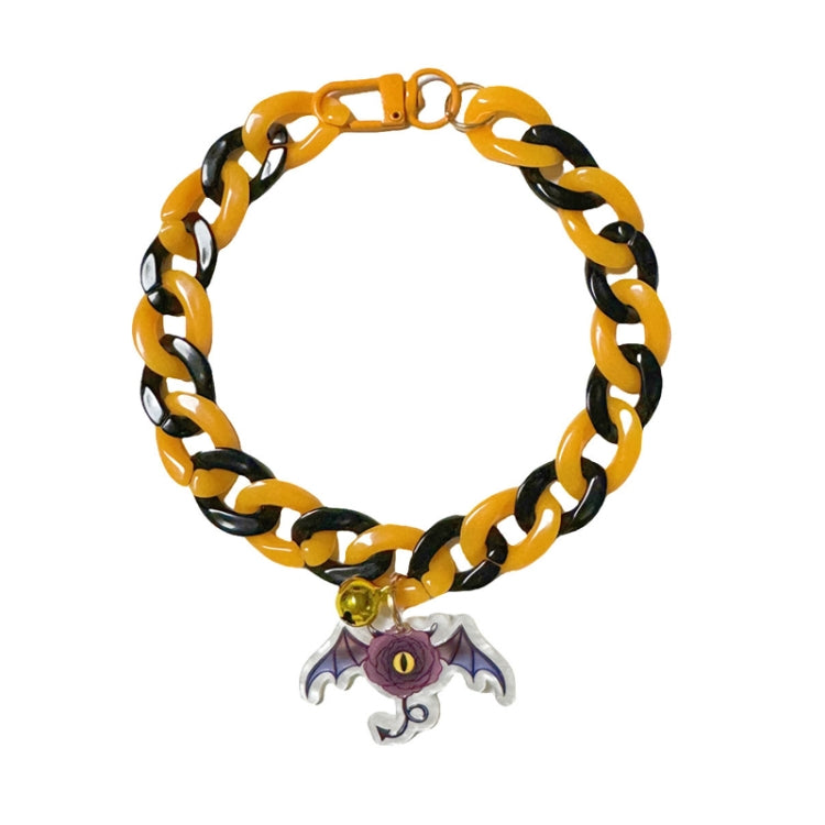Collar de Halloween para mascotas, collar con etiqueta de dibujos animados, cadena decorativa ajustable para gatos y perros, Pumpkin 1, Pumpkin 2, Bat, Green Skull, Black Cat, Ghost, Small Black Cat, Spider