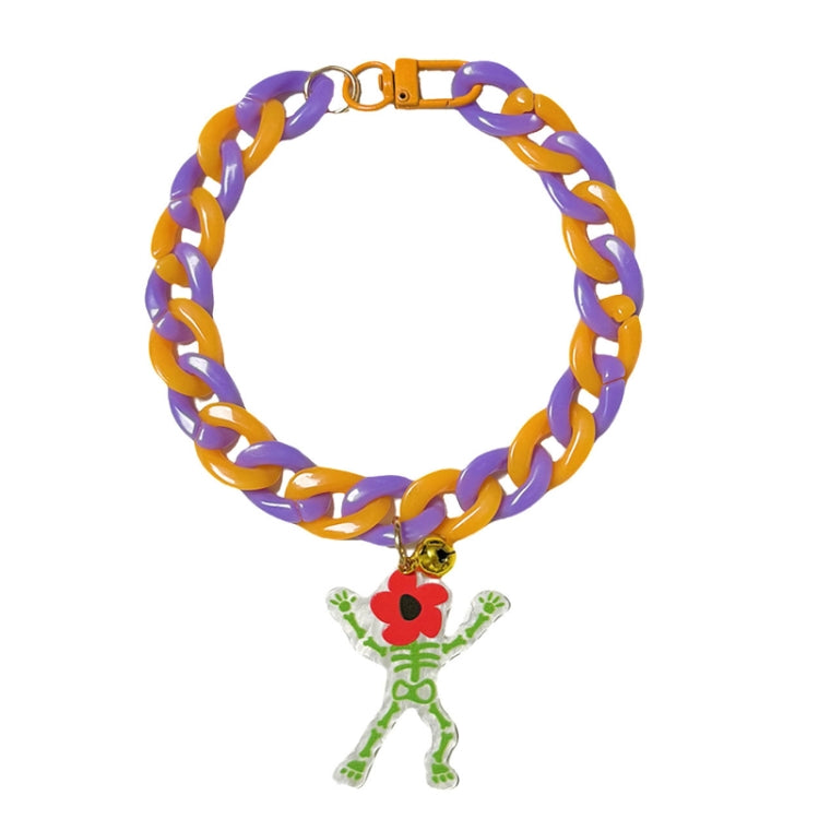 Collar de Halloween para mascotas, collar con etiqueta de dibujos animados, cadena decorativa ajustable para gatos y perros, Pumpkin 1, Pumpkin 2, Bat, Green Skull, Black Cat, Ghost, Small Black Cat, Spider