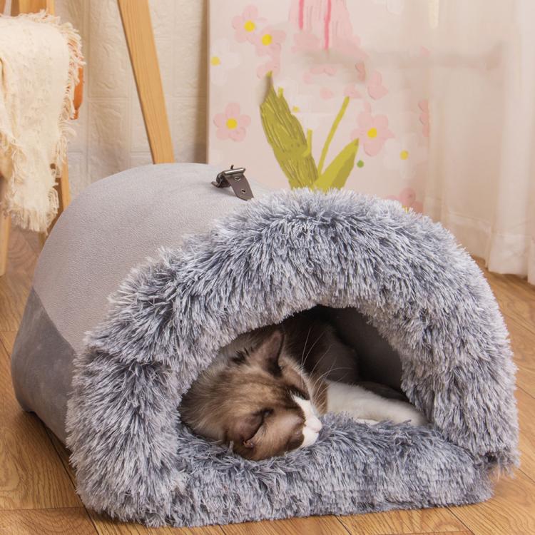 Casa para mascotas con diseño de asa empalmada, cálida casa de peluche para perros y gatos, M, L