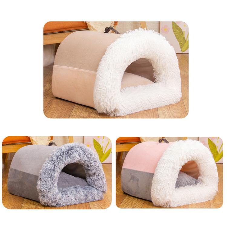 Casa para mascotas con diseño de asa empalmada, cálida casa de peluche para perros y gatos, M, L