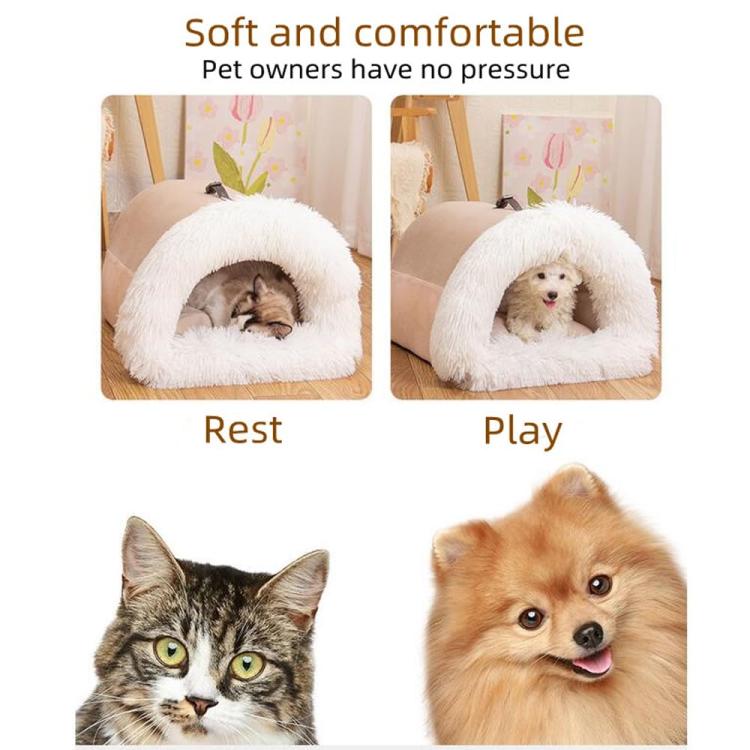 Casa para mascotas con diseño de asa empalmada, cálida casa de peluche para perros y gatos, M, L