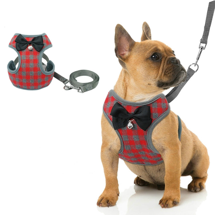 Chaleco a cuadros con lazo ajustable, correa de cuerda para tirar, para gato, perro, mascota, Red, Blue, Gray, Pink, Yellow