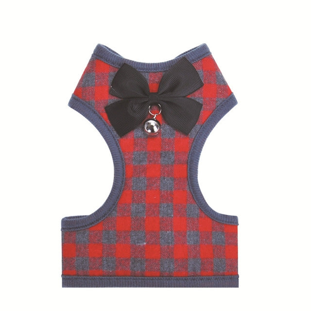 Chaleco a cuadros con lazo ajustable, correa de cuerda para tirar, para gato, perro, mascota, Red, Blue, Gray, Pink, Yellow