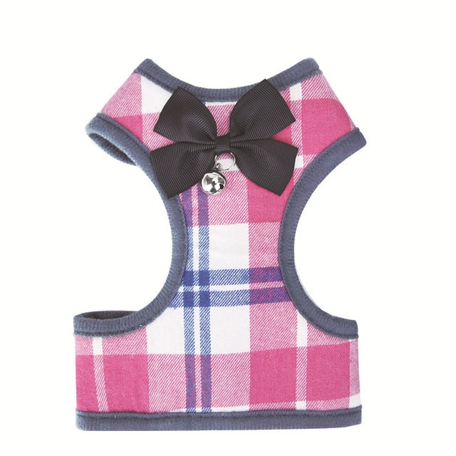 Chaleco a cuadros con lazo ajustable, correa de cuerda para tirar, para gato, perro, mascota, Red, Blue, Gray, Pink, Yellow