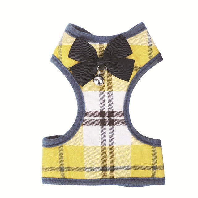 Chaleco a cuadros con lazo ajustable, correa de cuerda para tirar, para gato, perro, mascota, Red, Blue, Gray, Pink, Yellow
