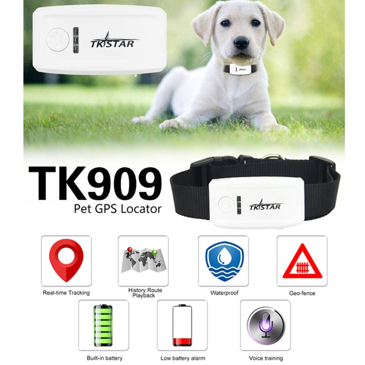 TK-909 GPS / GPRS / GSM Localizador de mascotas Collar de mascotas Dispositivo de seguimiento en tiempo real, TK-909