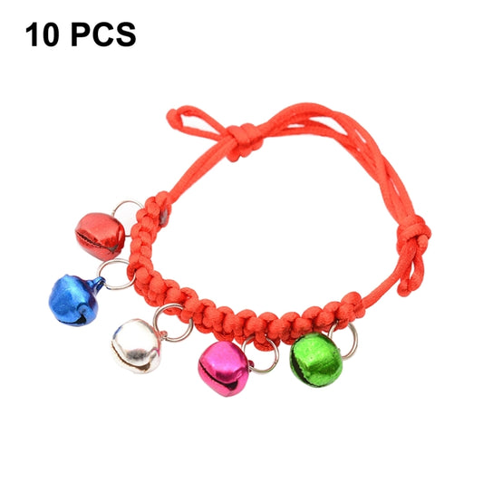 10 collares de campana ajustables para mascotas tejidos a mano, perímetro ajustable: 18-32 cm, entrega de colores aleatorios, djustable Pet Bell Collars