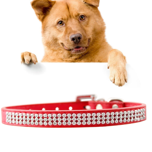 Collar para mascotas con tachuelas de diamantes de PU Collar para perros Productos para mascotas, Tamaño: M, 2 * 42 cm, Size: M
