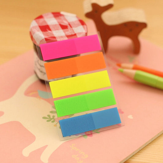 10 Uds. Índices de clasificación de fluorescencia creativos de medio Color, barras de pasta, marcadores de mascotas, notas adhesivas, papelería