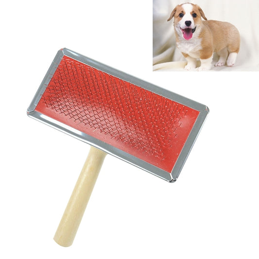 Cepillo de limpieza para el cuidado de cerdas manuales con agujas y curvas suaves con mango de madera para mascotas, tamaño: L, entrega de color aleatorio, Size: L