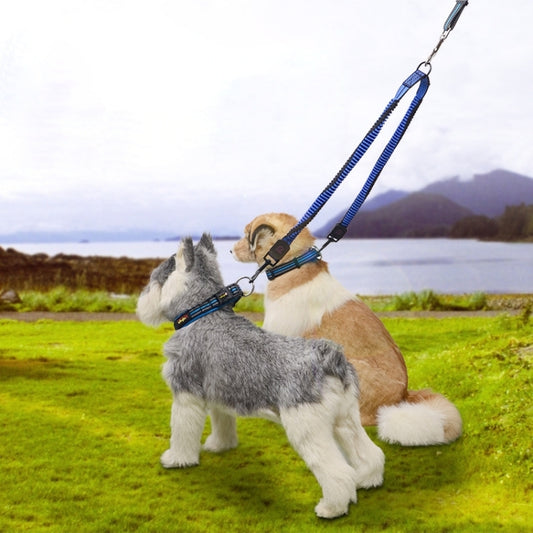 Amortiguador telescópico para mascotas Cuerda de doble tracción Cuerda trenzada reflectante de nailon, pequeña, longitud: 70 cm, entrega de color aleatorio, Double Traction 70cm
