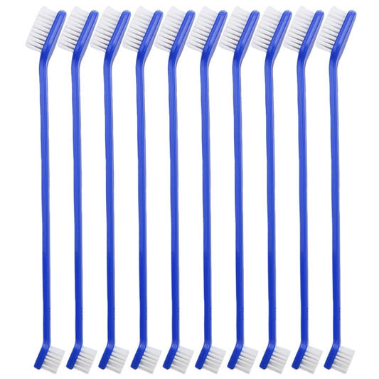 20 PCS perro gato eficaz mascotas cuidado bucal cepillo de dientes para mascotas, Blue Handle + Medium Hair