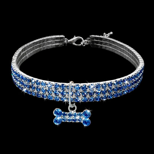 2 uds. Collar de perro con diamantes de imitación ostentosos, collares de cristal para cachorros, Chihuahua, correa para perros pequeños, accesorios para Mascotas, L, M, S