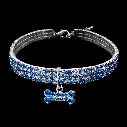2 uds. Collar de perro con diamantes de imitación ostentosos, collares de cristal para cachorros, Chihuahua, correa para perros pequeños, accesorios para Mascotas, L, M, S