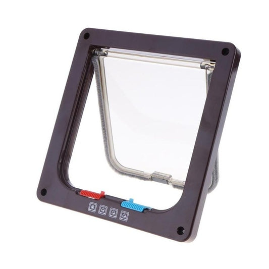 Puerta para mascotas, puerta con solapa de seguridad bloqueable de 4 vías para perro, gato, gatito, puerta de montaje en pared, puerta para perro Gato pequeño para animales, S, M, L