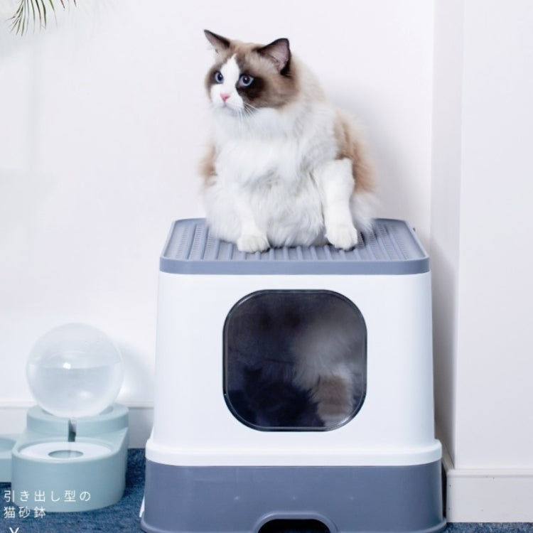 Caja de arena para gatos completamente cerrada con cajón superior Suministros para mascotas