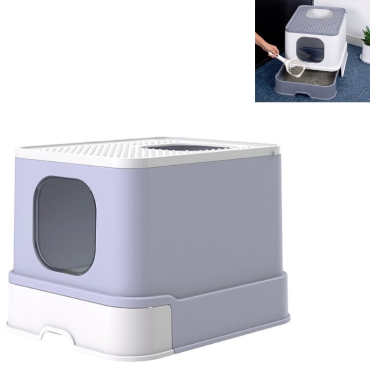 Caja de arena para gatos completamente cerrada con cajón superior Suministros para mascotas