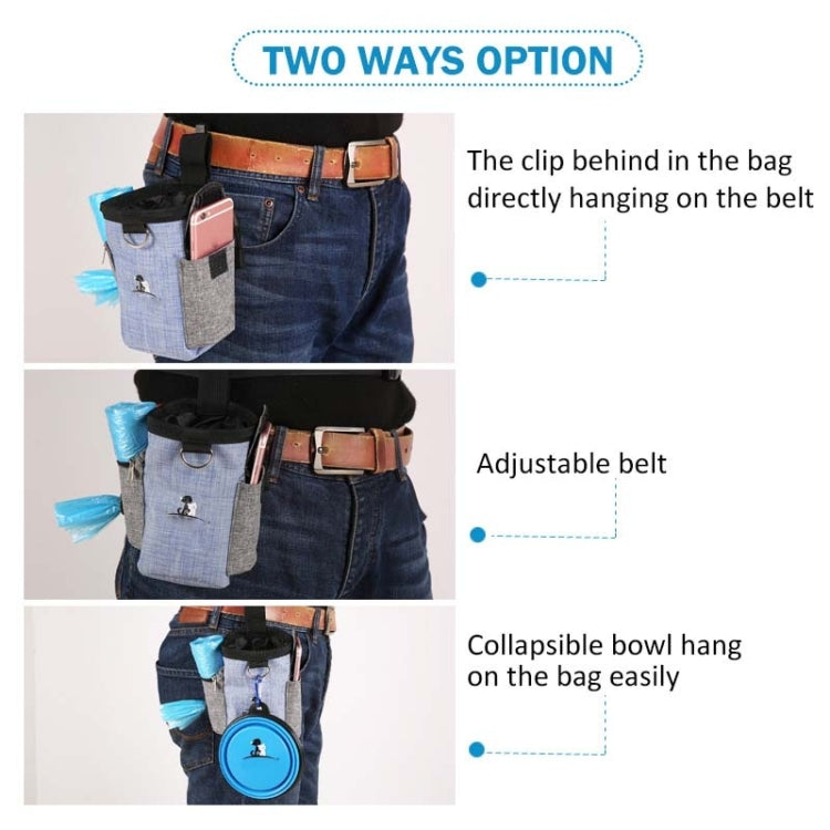 Bolsa de entrenamiento para perros, bolsa de basura para comida, aperitivos, bolsa de cintura para entrenamiento de salida para perros, bolsa de Entrenamiento para mascotas, Blue Waist Bag, Blue Waist Bag+Folding Bowl