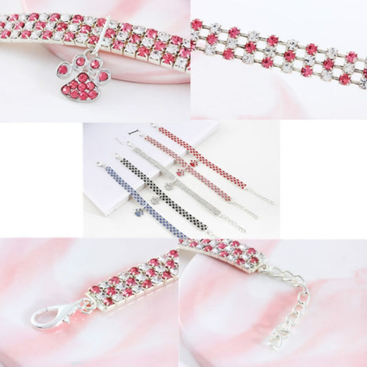 Collar para mascotas de 2 piezas, collar elástico con diamantes para gatos y perros, joyería, S, M, L